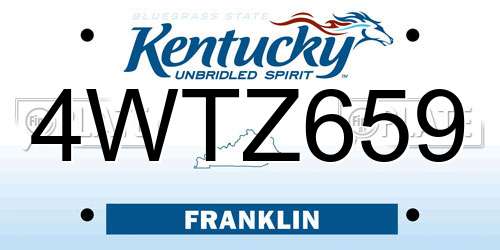 4WTZ659 Kentucky License Plate