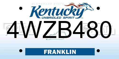 4WZB480 Kentucky License Plate