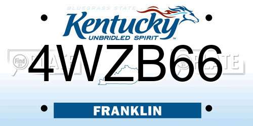 4WZB66 Kentucky License Plate