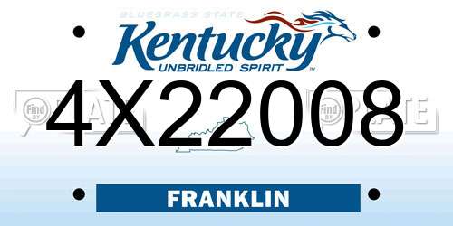 4X22008 Kentucky License Plate