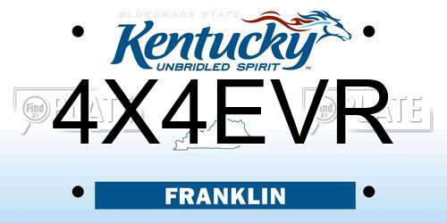 4X4EVR Kentucky License Plate
