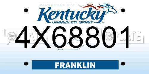4X68801 Kentucky License Plate