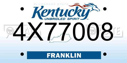4X77008 Kentucky License Plate