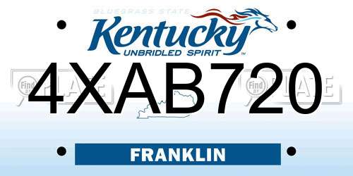 4XAB720 Kentucky License Plate