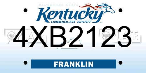 4XB2123 Kentucky License Plate