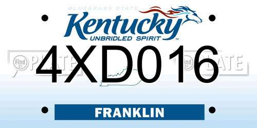 4XD016 Kentucky License Plate