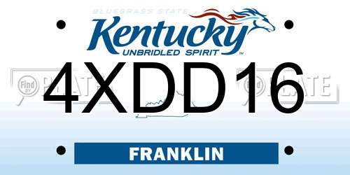 4XDD16 Kentucky License Plate