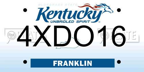 4XDO16 Kentucky License Plate