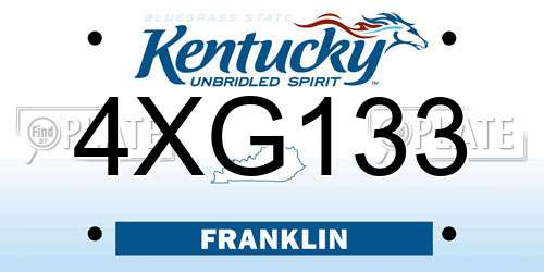 4XG133 Kentucky License Plate