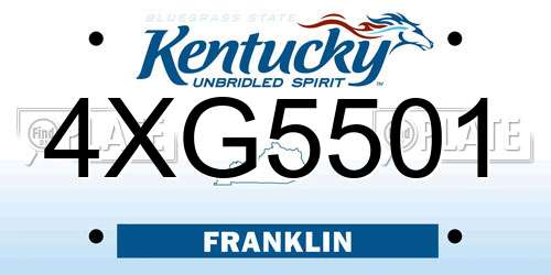 4XG5501 Kentucky License Plate