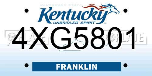 4XG5801 Kentucky License Plate
