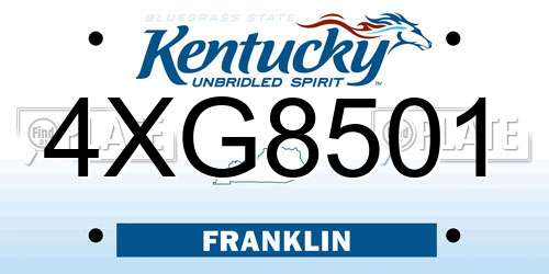 4XG8501 Kentucky License Plate