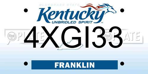 4XGI33 Kentucky License Plate