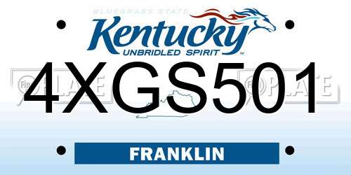 4XGS501 Kentucky License Plate