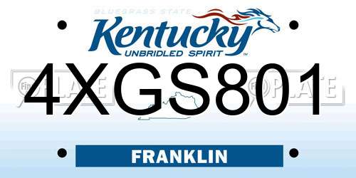 4XGS801 Kentucky License Plate