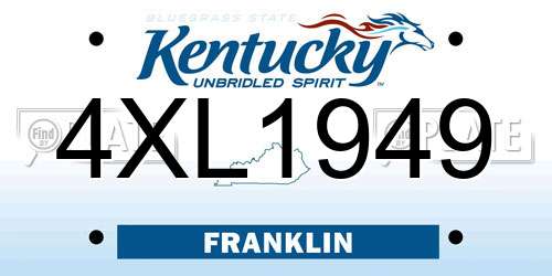 4XL1949 Kentucky License Plate