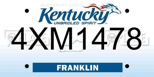 4XM1478 Kentucky License Plate