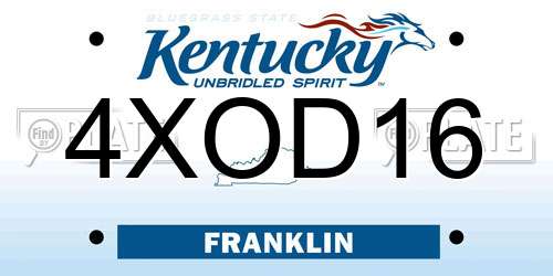 4XOD16 Kentucky License Plate