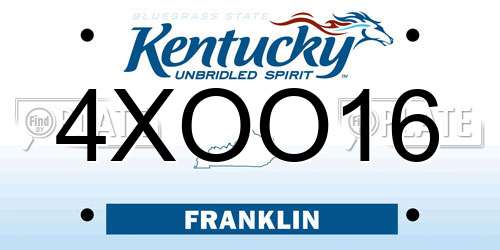 4XOO16 Kentucky License Plate