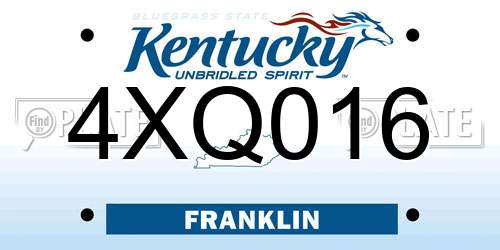 4XQ016 Kentucky License Plate