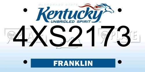 4XS2173 Kentucky License Plate