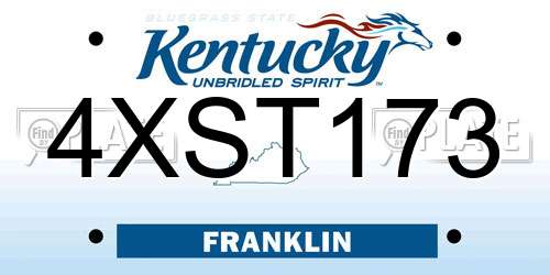 4XST173 Kentucky License Plate
