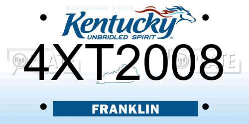 4XT2008 Kentucky License Plate