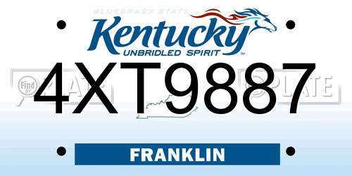 4XT9887 Kentucky License Plate