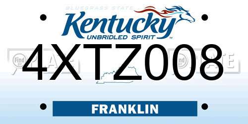 4XTZ008 Kentucky License Plate