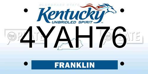 4YAH76 Kentucky License Plate