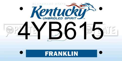 4YB615 Kentucky License Plate