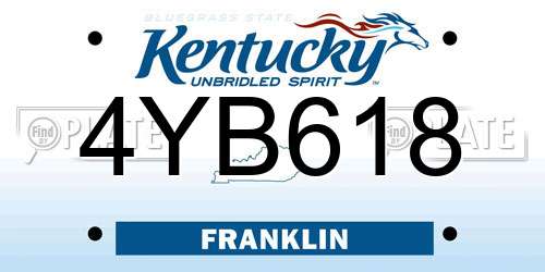 4YB618 Kentucky License Plate