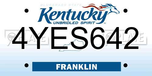 4YES642 Kentucky License Plate