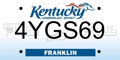 4YGS69 Kentucky License Plate