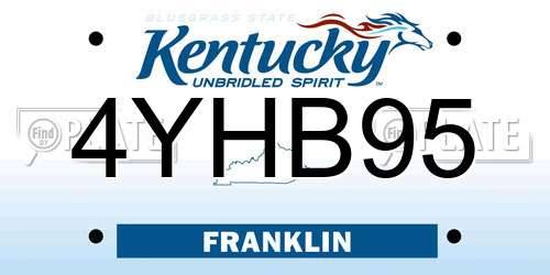 4YHB95 Kentucky License Plate