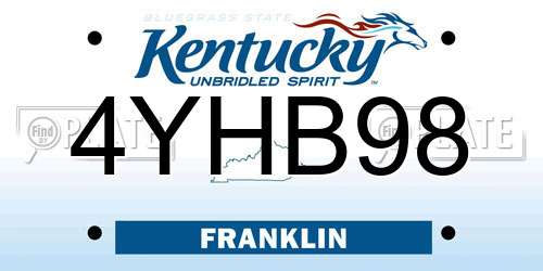 4YHB98 Kentucky License Plate