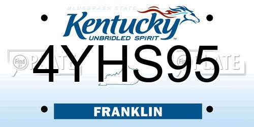 4YHS95 Kentucky License Plate