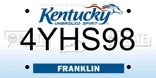 4YHS98 Kentucky License Plate