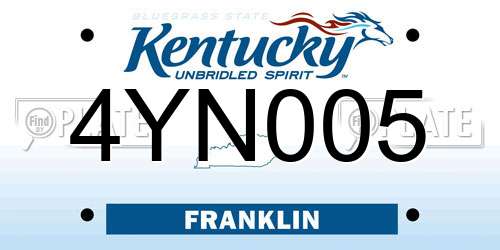 4YN005 Kentucky License Plate