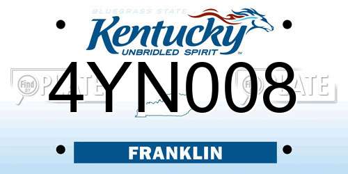 4YN008 Kentucky License Plate
