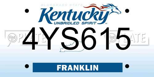 4YS615 Kentucky License Plate