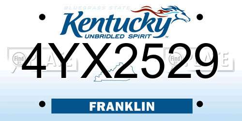 4YX2529 Kentucky License Plate