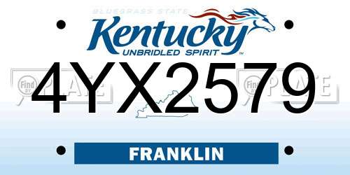 4YX2579 Kentucky License Plate