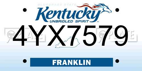 4YX7579 Kentucky License Plate