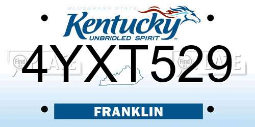 4YXT529 Kentucky License Plate
