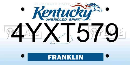 4YXT579 Kentucky License Plate