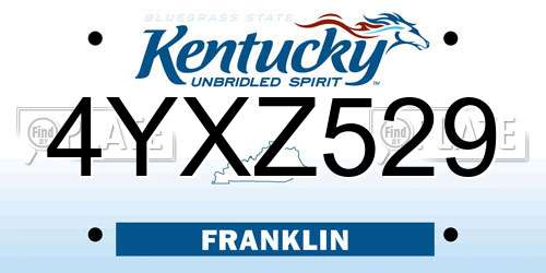 4YXZ529 Kentucky License Plate