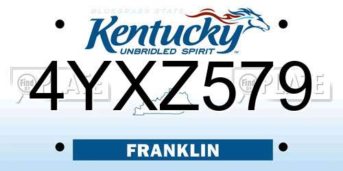 4YXZ579 Kentucky License Plate