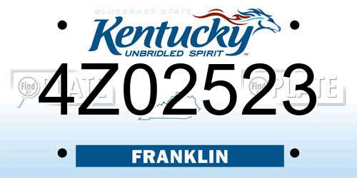 4Z02523 Kentucky License Plate