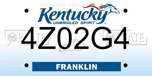 4Z02G4 Kentucky License Plate